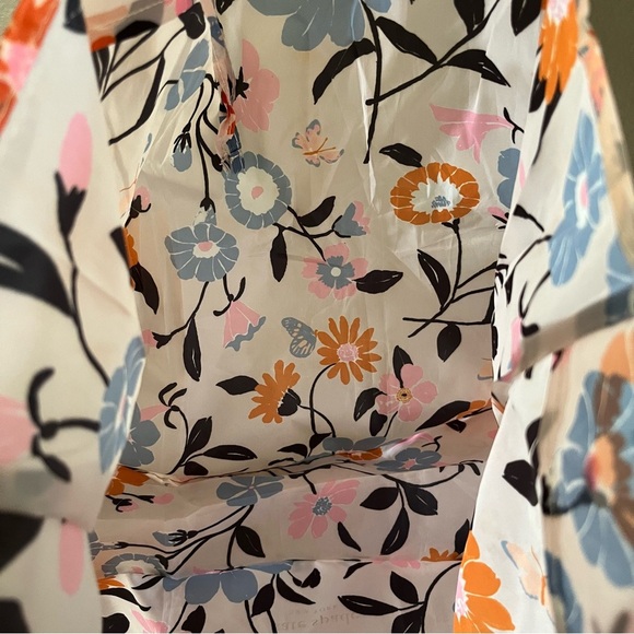 Kate Spade Floral Reusable Tote Bag Pink Blue Eco Shopper Market Beach - Picture 7 of 11